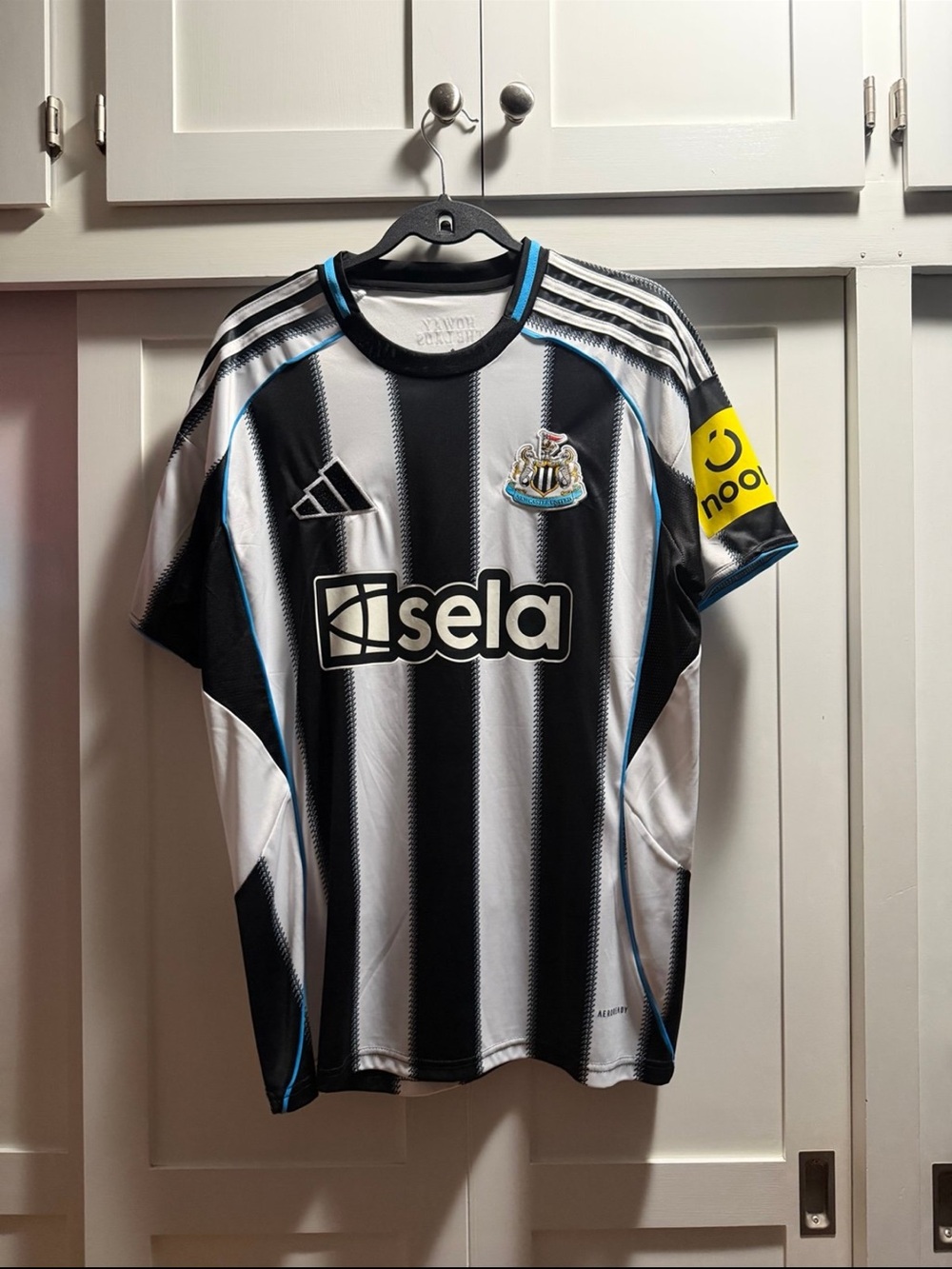 adidas Newcastle United Black White Striped Soccer Jersey